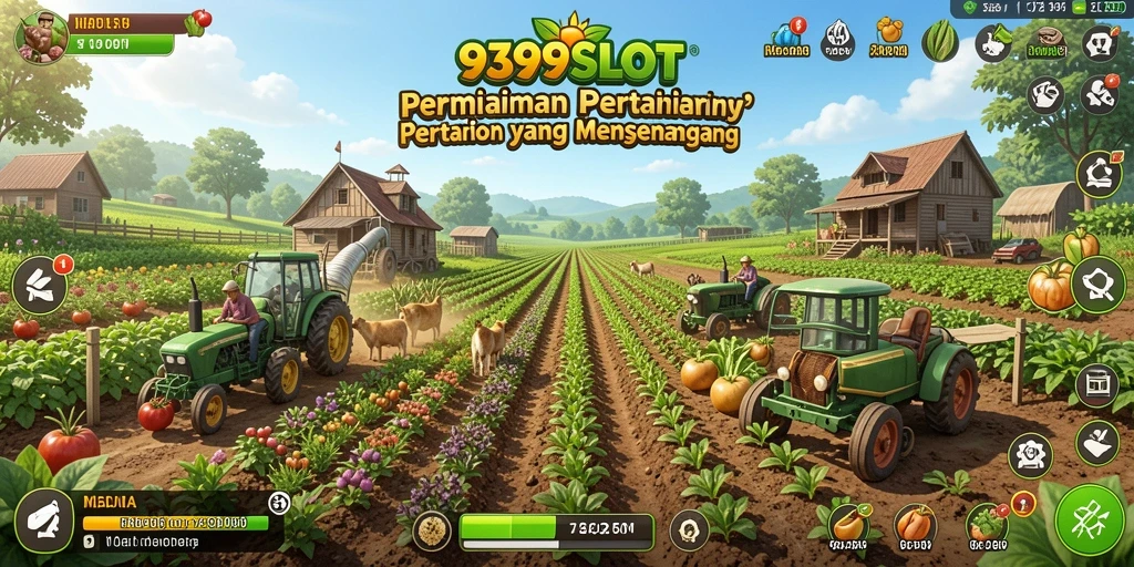 Tampilan gameplay <strong>9399SLOT</strong> yang seru dan interaktif di dunia pertanian.