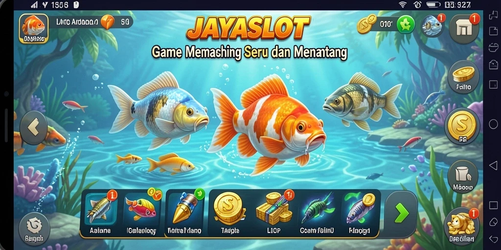 Screenshot gameplay JAYASLOT menampilkan momen menangkap ikan besar.
