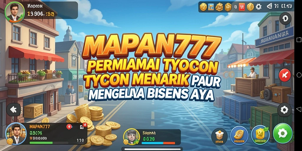 Screenshot dari gameplay Tycoon yang menunjukkan pengelolaan bisnis.