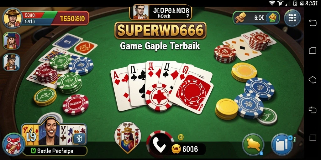 Screenshot SUPERWD666 menampilkan suasana seru permainan Gaple yang penuh strategi.