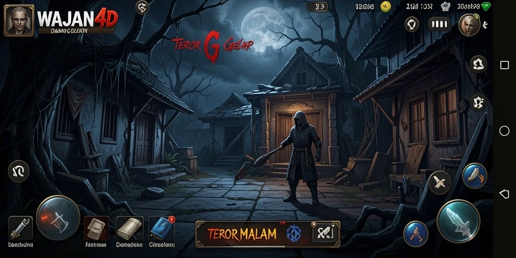 Screenshot menakutkan dari gameplay WAJAN4D yang penuh ketegangan.