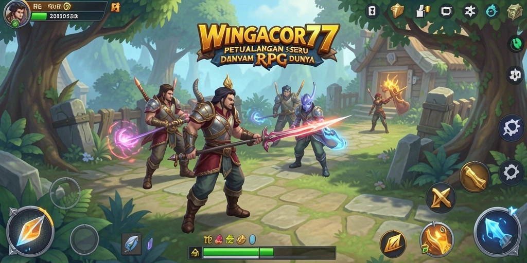 Screenshot WINGACOR77 menunjukkan aksi seru dalam pertarungan RPG.